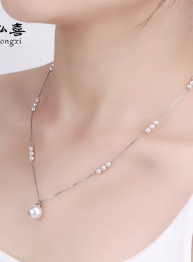 满天星珍珠项链颈链长款曼塔紫珠