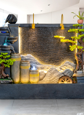 水幕墙假山流水喷泉别墅庭院水景屏风公司业送礼装饰景观家居摆