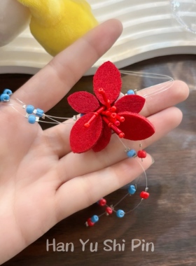 妩媚少女 夏天蓝色串珠花朵项链女设计小众锁骨链choker颈链配饰