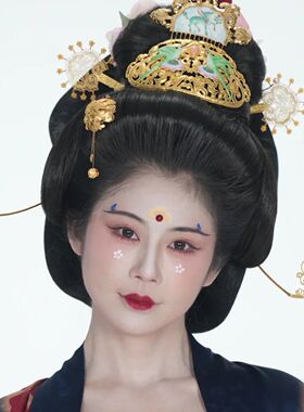「鹦鹉衔春」鹦鹉团钗唐代风格金色镶嵌发钗新中式汉服步摇簪子女