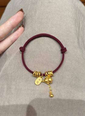 金色葫芦盘缠编绳手链女小众设计新中式国风百搭本命年手饰品礼物