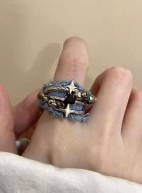 初春牛仔芒星开口可侣戒