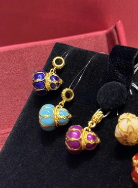 新款七彩小葫芦鎏彩金色吊坠国风文艺复古气质高级感时尚配饰彩色