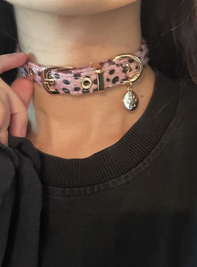 高级感复古斑马豹纹choker项圈
