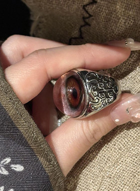 复古朋克恶魔之眼开口戒指