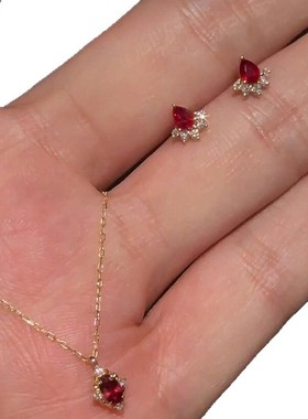 千金感mini精致红石仿锆项链女细闪吊坠气质高级感百搭轻奢锁骨链