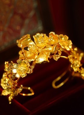 中式婚礼新娘古风金色开口手镯