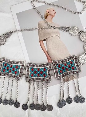 金属腰链配饰配裙子高级感2025新款小众百搭身体链民族风腰带女款