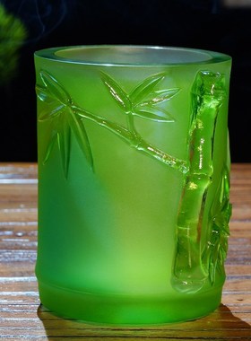 节节升笔筒琉璃富贵竹子客厅办公室装饰乔迁商务送礼品