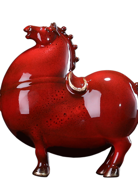 汉鸿 创意招财摆件唐马办公室客厅书房桌面装饰摆设品家居工艺品