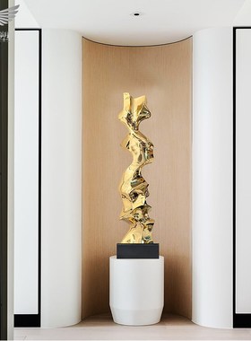 酒店大堂现代大厅客厅玄关抽象电镀创意样板房落地雕塑工艺品