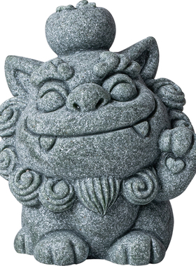 创意潮流博才石狮子一对茶宠爱风狮爷吉祥物鱼缸造景装饰品