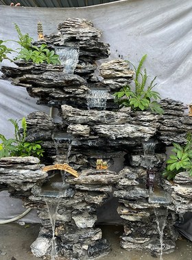 假山鱼池造景观真石园庭院流水喷泉阳台饰天然瀑布
