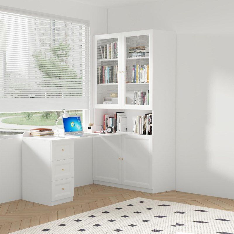 比熊实木转角书桌书架家用办公桌学生写字台卧室儿童学习桌,淘宝优惠券,粉丝福利购,淘宝优惠卷