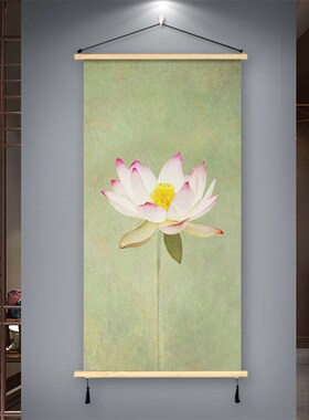荷挂画荷叶莲饰画国画办公室书房间背景墙免打挂布艺