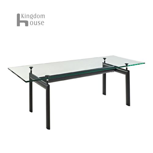 中古包豪斯设计师餐桌柯布西耶钢化办公桌长方形洽谈桌子 - 图0