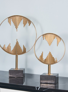 美式轻奢铁艺大理石摆件高级感创意客厅办公室装饰造型工艺品