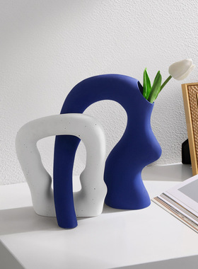 贝汉美花瓶摆件创意陶瓷异形撞色客厅插花家居玄关样板房软装饰品