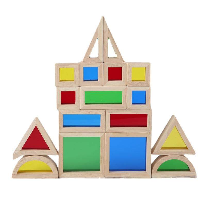 儿童光影亚克力叠叠乐积木透光彩虹形状认知早教拼搭木质玩具,淘宝优惠券,粉丝福利购,淘宝优惠卷