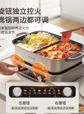 九阳电火锅电锅多功能家用分体式鸳鸯锅8L大容量电热料理锅G811