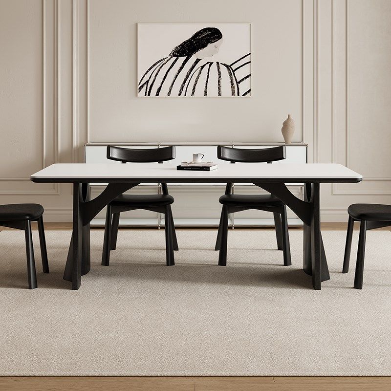 德利丰实木岩板餐桌家用小户型纯白法式奶油中古风高端长方形饭桌,淘宝优惠券,粉丝福利购,淘宝优惠卷