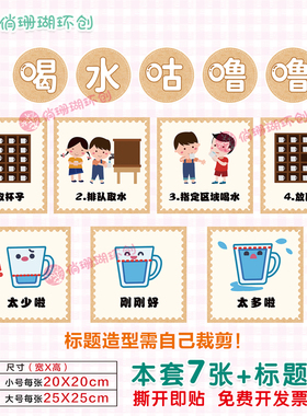 幼儿园喝水区环创纸墙面布置步骤流程图小班中什么时候喝水墙