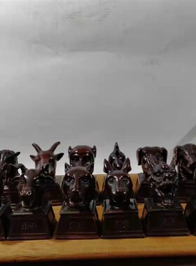 铜十二生肖兽首鼠牛虎兔龙蛇马羊猴鸡狗猪复古铜雕塑杯子印章