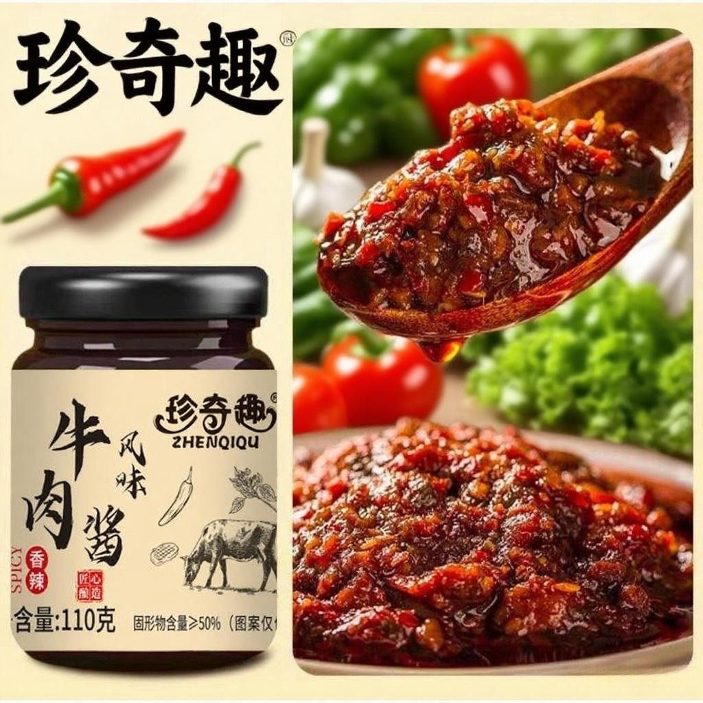 【到手4瓶】牛肉风味酱香辣五香味拌饭拌面辣椒酱调味酱夹馍酱蘸,淘宝优惠券,粉丝福利购,淘宝优惠卷