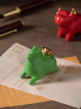创意迷你可爱陶瓷马牛小猪小象吉祥物家居办公桌面饰品车载小摆件