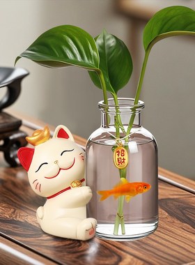 创意有趣旺柴小猫宠物绿植水培装饰品办公桌好物工位飘窗摆件用品