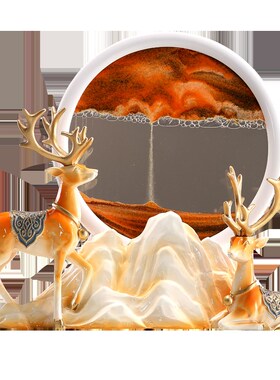 山景招财鹿流沙画沙漏家居客厅酒柜电视柜办公室桌装饰品