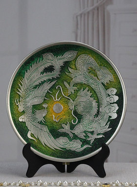 大井中式家居装饰盘陶瓷盘客厅博古架古董架摆设乔迁新居摆件