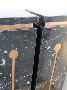 定制镶嵌黑白根大理石摆台落地基座展示底座酒店展厅样板房