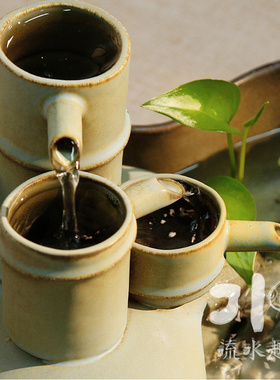 流水趣 流水器创意客厅办公室装饰陶瓷水车业乔迁创意礼品摆件