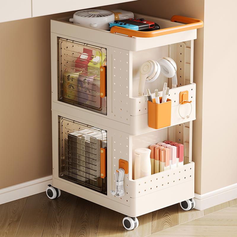 Household book box hole board large capacity folding storage trolley book storage cabinet storage box book organizing box