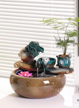 陶瓷自动循环水鱼缸造景配件流水增氧过滤器喷泉瀑布室内家用摆件