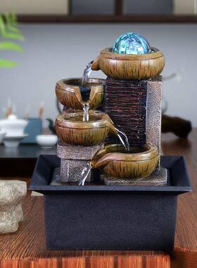 小型流水喷泉客厅招财风水轮桌面循环水装饰办公室生财风水球摆件