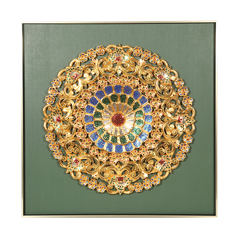 泰域泰国手工木雕雕花板实物画东南亚客厅卧室装饰画玄关挂画壁饰 - 图3