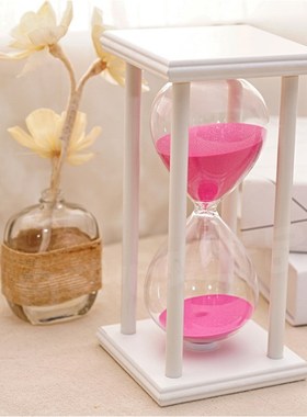 心理咨询室沙漏5分钟沙漏计时器 木质玻璃家居装饰