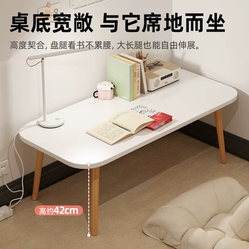 Маленький столик у эркера, татами, стол кан, чайный столик, домашний стол кан, японский стиль, гостиная, дубовый журнальный столик, кровать, низкий столик