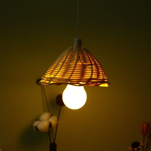 小圆肚儿童帐篷装饰灯手工编织灯罩摄影道具手工编织藤编灯吊灯 - 图1