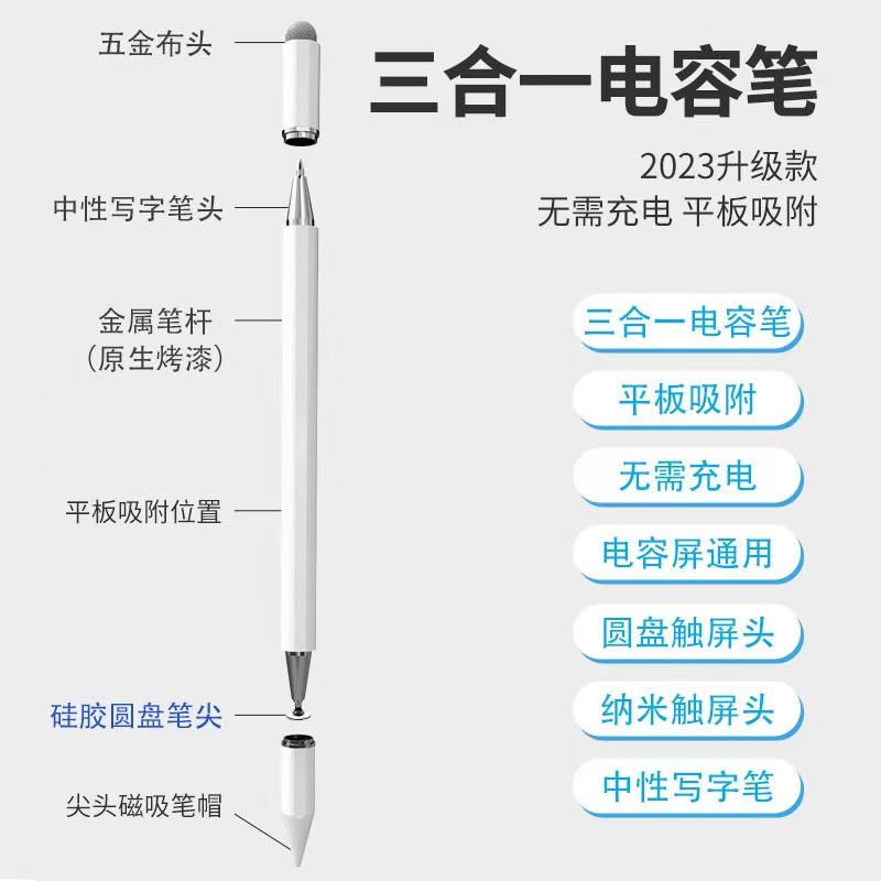 触屏电容笔手机平板通用触控笔ipad绘画手写笔点触修图高精度剪辑适用苹果华为oppo小米vivo学习机细头触摸笔 - 图0