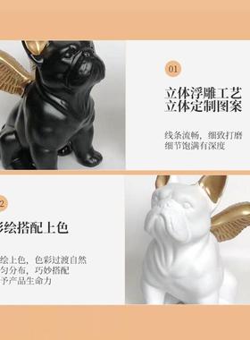 动物飞狗树摆件脂工艺品中式简约家居摆件办公艺桌面术动室物NA21