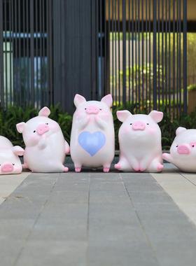 卡通可猪爱小萌猪摆件户外玻璃钢小RNB雕塑商场小区房产坪草装饰