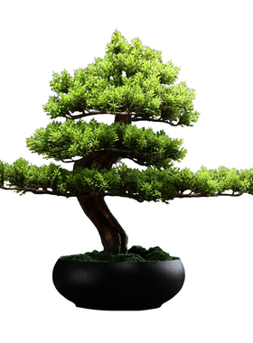 泥无界 创意办公室招财迎客松装饰摆设品家居客厅软装工艺品