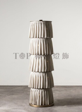 现代中式布艺百褶落地灯