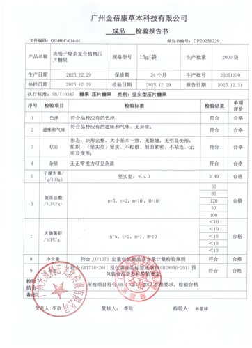 3-决明子绿茶复合植物压片糖果 - 图1