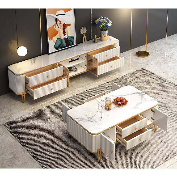 新款轻奢岩板电视柜茶几组合极简约奶油风客厅大小户型收纳柜,淘宝优惠券,粉丝福利购,淘宝优惠卷