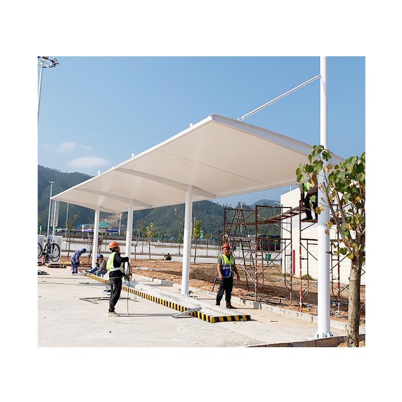 济南膜结构停车棚7字型雨棚张拉膜汽车棚充电桩技术创新科学 - 图2