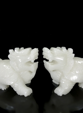 天然白玉龙龟石雕龙龟玉石玄武九龙子客厅办公室玄关家居装饰